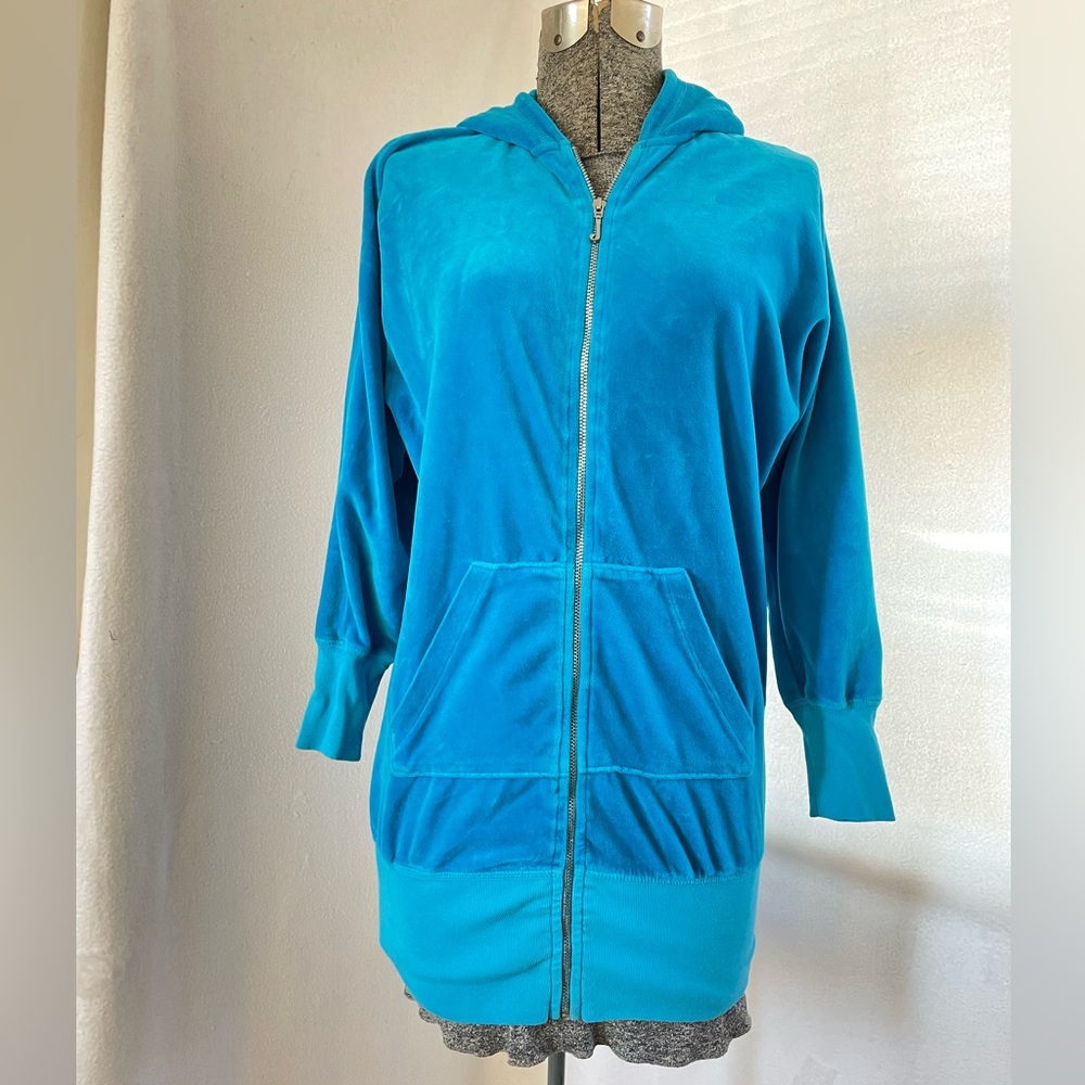 Y2K Juicy Couture blue velour zip-front hoodie